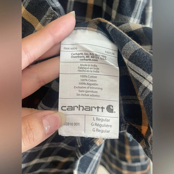 Carhartt Relaxed Fit Plaid Long Sleeve Collared Button Down Shirt Men’s Size L - Picture 7 of 11
